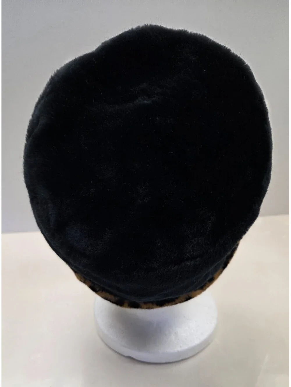 Leopard Print/ Black Russian Hat Faux Fur Winter Reversible One Size Fits Most